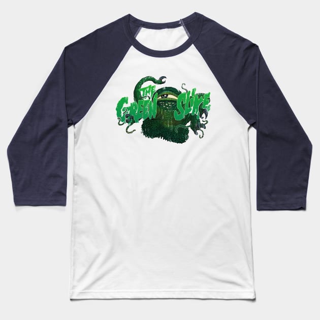 Green Alien (distressed vs.) Baseball T-Shirt by jpowersart